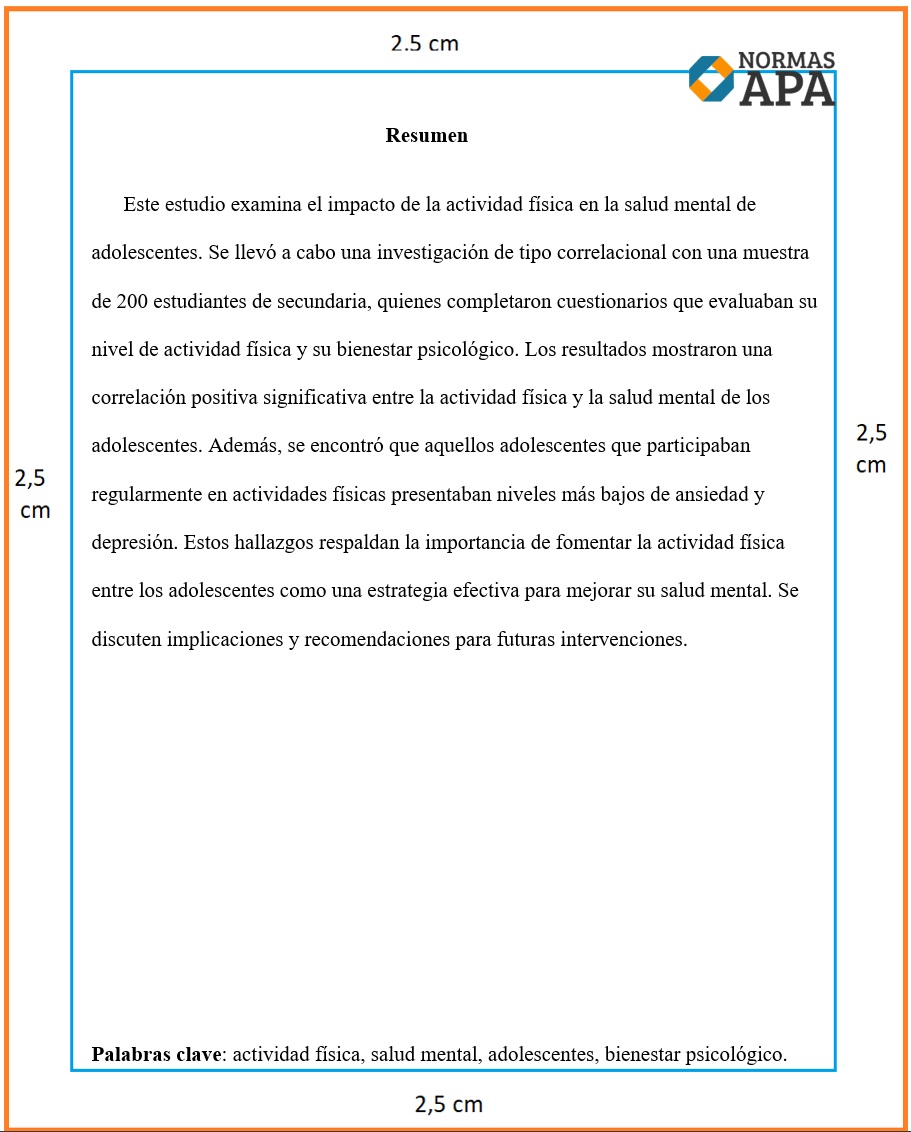 ejemplo de resumen en normas apa